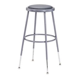 National Public Seating Corp. Adjustable Padded Stool - 25" - 33" Tall, Grey