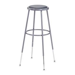 National Public Seating Corp. Adjustable Padded Stool - 31" - 39" tall, Grey