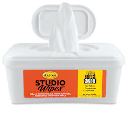 Artool Studio Wipes - Open Pop up Dispenser showing Wipes