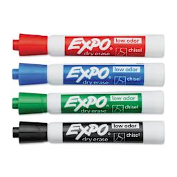 Expo Dry Erase Low Odor Markers - Chisel Tip, Assorted, Boxed Set of 4 (set contents with caps on)