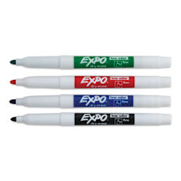 Expo Dry Erase Low Odor Markers - Fine Tip, Assorted Colors, Set of 4 (set contents with caps off)