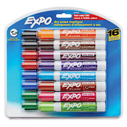 Expo Dry Erase Low Odor Markers - front of package of 16 pc Chisel Tip markers
