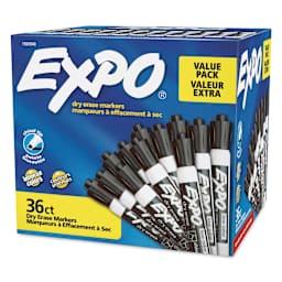 Expo Dry Erase Low Odor Markers - Chisel Tip, Black, Set of 36, front of the packaging
