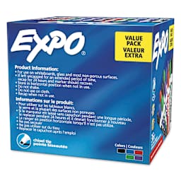 Expo Dry Erase Low Odor Markers - Chisel Tip, Assorted Colors, Set of 36, back of the packaging