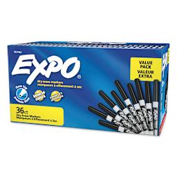 Expo Dry Erase Low Odor Markers - Fine Tip, Black, Set of 36, front of the packaging