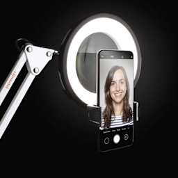 ImpressArt Magnifying Ring Light with Phone Attachment - in use with front phone camera