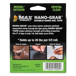 Duck Max Strength Nano-Grab Double Sided Gel Tape - Clear, 0.94 in x 5 ft - back of packaging