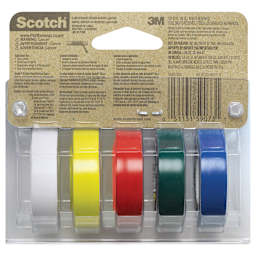 Scotch 35 Vinyl Electrical Tape - Assorted Colors, Pkg of 5, back of the packaging 