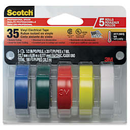 Scotch 35 Vinyl Electrical Tape - Assorted Colors, Pkg of 5, front of the packaging 