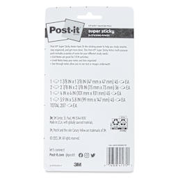 Post-It Super Sticky Notes Study Pack - Assortment, Pkg of 5, back of the packaging