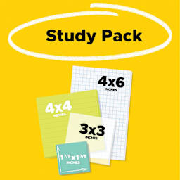 Study Pack, 4" x 6", 4" x 4", 3" x 3", 1-7/8" x 1-7/8"