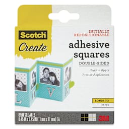 Scotch Repositionable Adhesive Squares - Pkg of 850, 0.45" x 0.45" - front of packaging