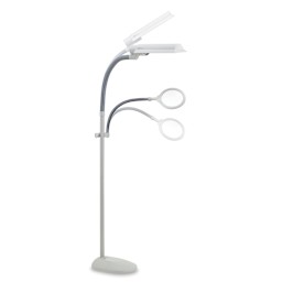 OttLite EasyView Floor Lamp - Illustration showing range of motion for both lamp and magnifier