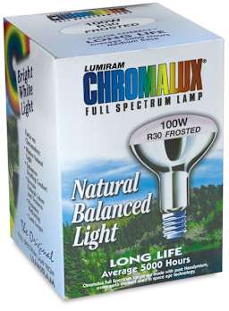 Chromalux Full Spectrum Incandescent Reflector Light Bulb - Left angled view of package