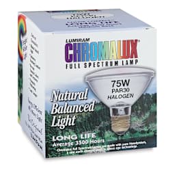 Chromalux Full Spectrum Halogen Light Bulb - Left angled view of package 