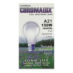 Chromalux Full Spectrum Incandescent Light Bulb - Front view of 150 Watt  package
