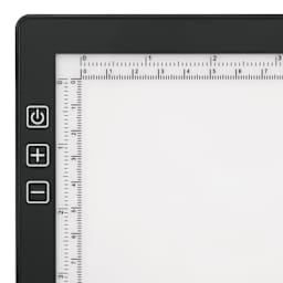 Blick LED Light Pad - close-up of buttons and rulers