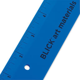 Blick Plastic Ruler - Closeup of Blue 12" ruler showing measuring increments