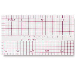 Westcott Transparent Pica Rule - Closeup of Pica Rule showing pica and agate gradation markings