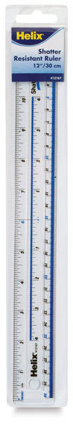 Helix Shatterproof Plastic Ruler - 12" Ruler shown in packaging