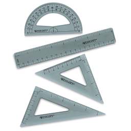 Westcott Combo Set - Components of set shown, 2 Triangles, Protractor and 8" Ruler