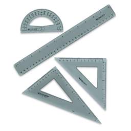 Westcott Combo Set - Components of set shown, 2 Triangles, Protractor and 12" Ruler