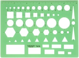 Westcott General Purpose Templates - Top view of Template showing variety of shapes