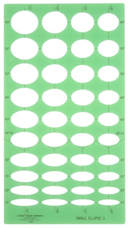 Westcott C-Thru Ellipse Templates - Top view of Small Ellipse 3 Template