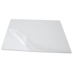 Grafix Dura-Lar Clear Acetate Alternative - Angled view of sheet folded over to show transparency