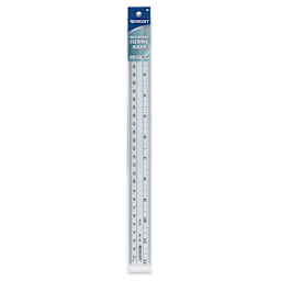 Flexible Inch/Metric Ruler - Angled top view of 12" ruler (in package)