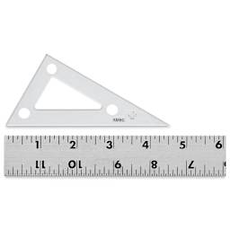 Westcott Styrene Triangle - 4", 30/60 (shown with a ruler for size comparison)