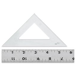 Westcott Styrene Triangle - 4", 45/90 (shown with ruler for size comparison)