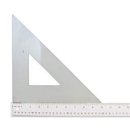 Westcott Professional Triangle - 10", 45-90 Degree - next to ruler