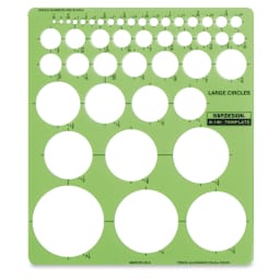 Chartpak Rapidesign Large Circle Template - Top view showing various sizes of circles on Template
