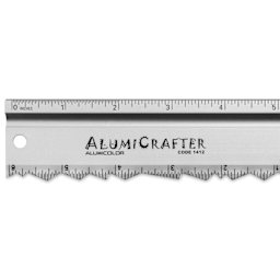Alumicolor AlumiCrafter Tearing Ruler - 12", close-up of logo
