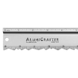 Alumicolor AlumiCrafter Tearing Ruler - 18", close-up of logo