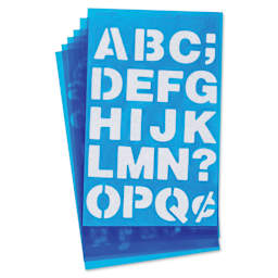 Westcott BetterLetter Plastic Letter Stencils - 3/4" & 1", Capital and Lower Case, Helvetica Bold (out of packaging)