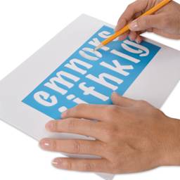 Westcott BetterLetter Plastic Letter Stencils - 2", Capital and Lower Case, Marker (in use)