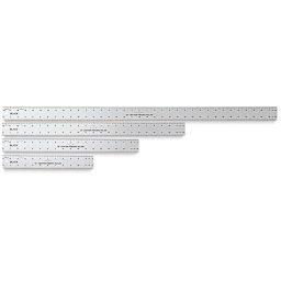Blick Center Finding Ruler - Four lengths of Ruler shown horizontally
