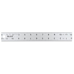 Blick Aluminum Non-Slip Ruler - 12" (out of packaging, front)