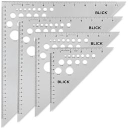 Blick Aluminum Triangles - 4 sizes of 45/90 degree triangles shown together