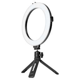 Artograph Mini Ring Light with Desk Stand - 8" Diameter, front view. 