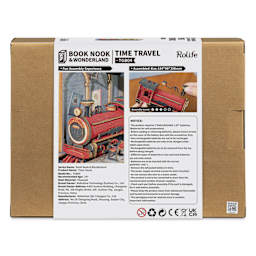 Rolife Time Travel DIY Book Nook Kit, back of packaging
