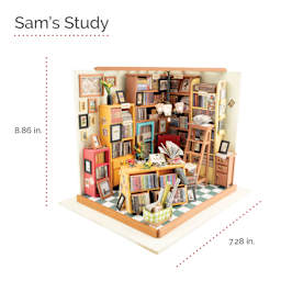 Rolife DIY Miniature House Kit - Sam's Study, dimensions