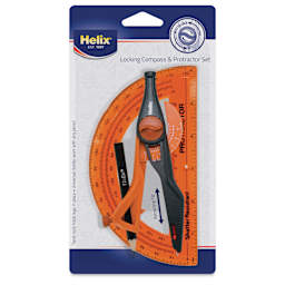 Helix Locking Compass & Protractor Set, orange