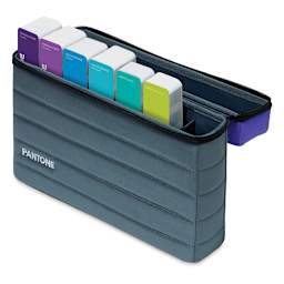 Pantone Essentials Guide Set - Right angle view of open carrying case holding 6 Guides