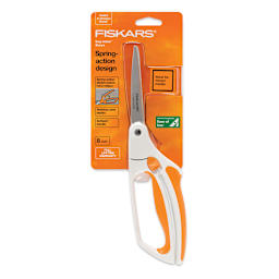 Fiskars Easy Action Scissors - shown upright in blister package
