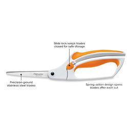 Fiskars Easy Action Scissors - side view with callouts on features