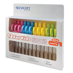 Acme Kleencut Kids' Scissors - Set of 12, with Rack, Pointed in packaging