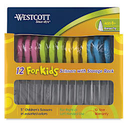 Westcott Kids Value Scissors - Front view of Pointed Tip package of 12 scissors